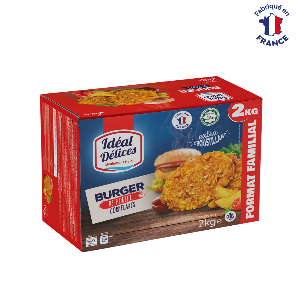 BURGER POULET CORNFLAKES 2KG IDEAL DELICE X1